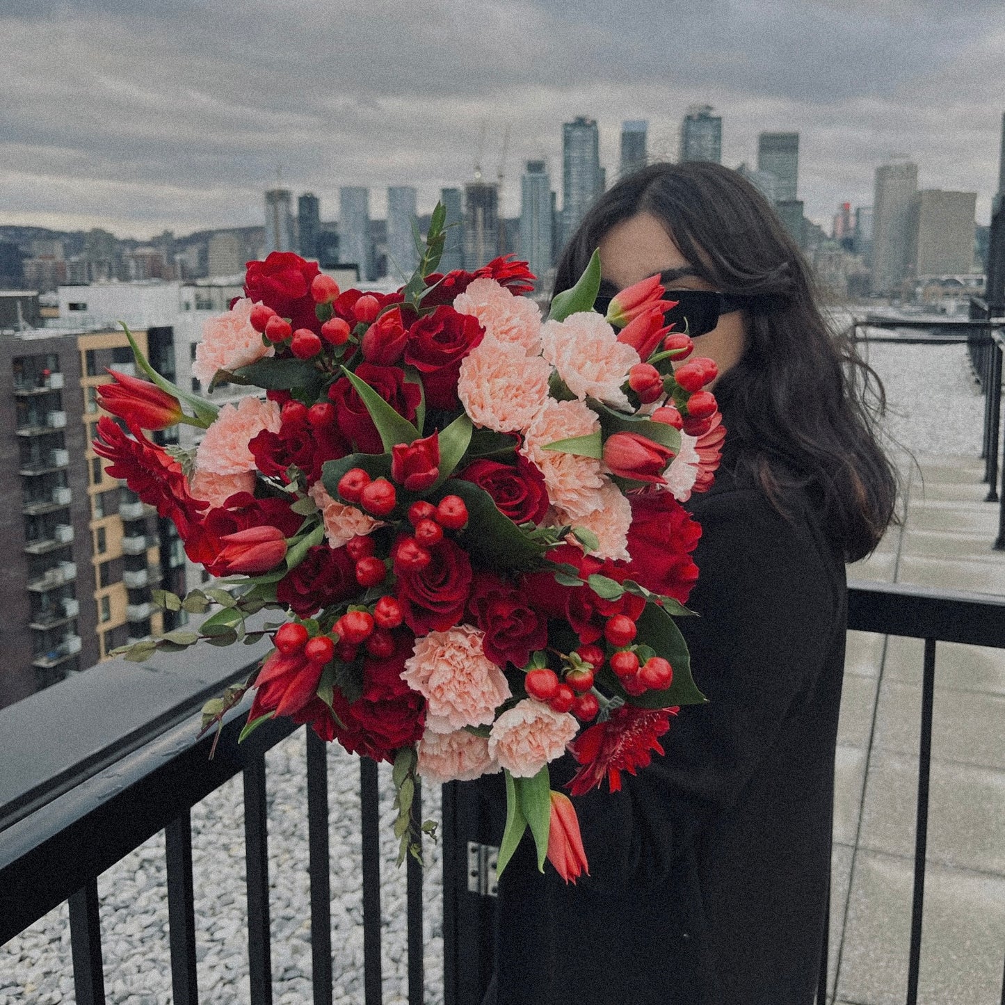 "Passionate red rose bouquet wrapped in luxury paper, the perfect Valentine’s Day or romantic gift."