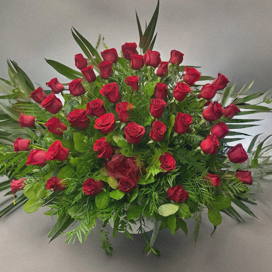 Grand Bouquet of Red Roses - luxury sympathy and funeral arrangement with same day delivery in Toronto and GTA.