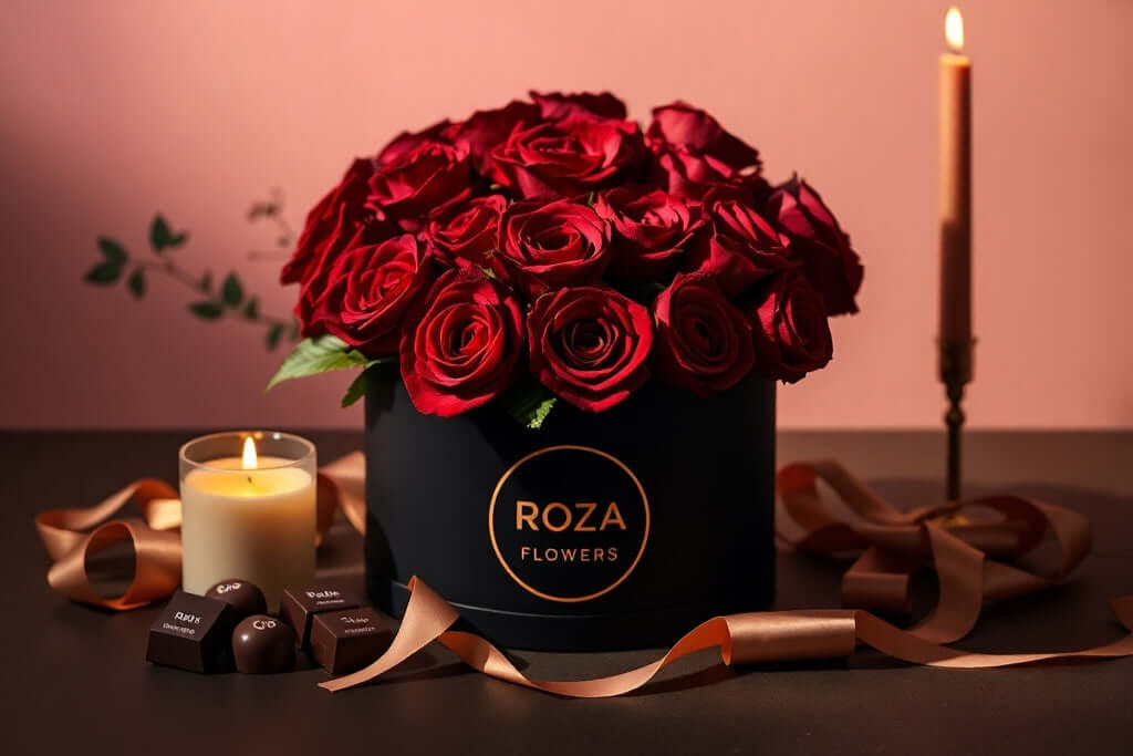 Elegant fresh flower arrangement in a stylish vase, featuring premium roses, orchids, and seasonal blooms – perfect for gifts and home decor.