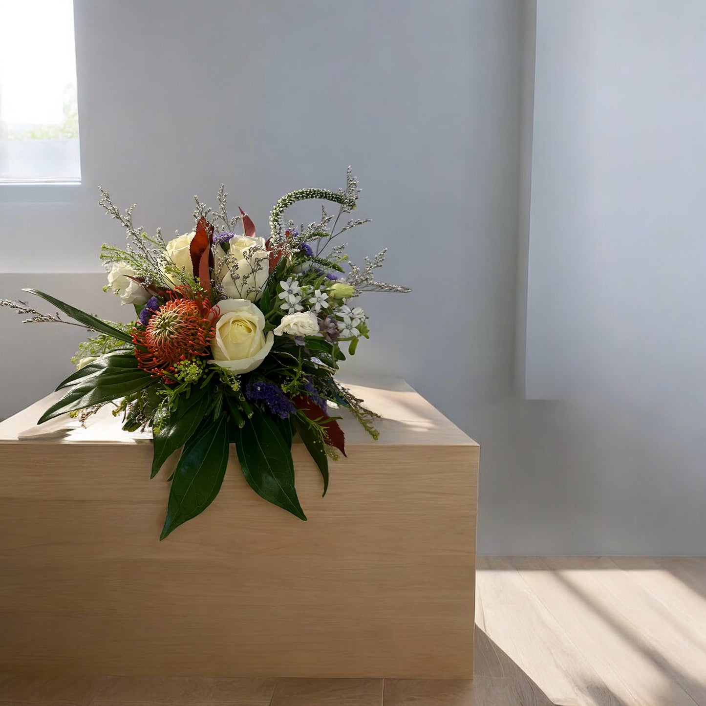 Autumn Bliss luxury arrangement with white roses, perfect for seasonal décor; best Toronto and GTA florist, same day delivery.